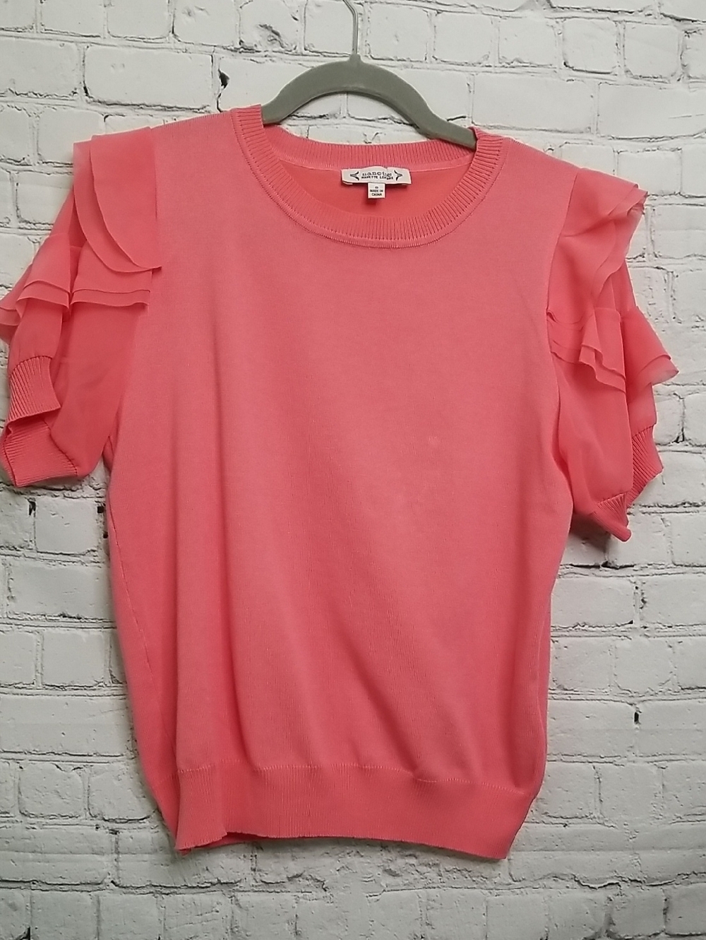 Nanette Lepore Coral Pink Crew Neck Blouse Size Small